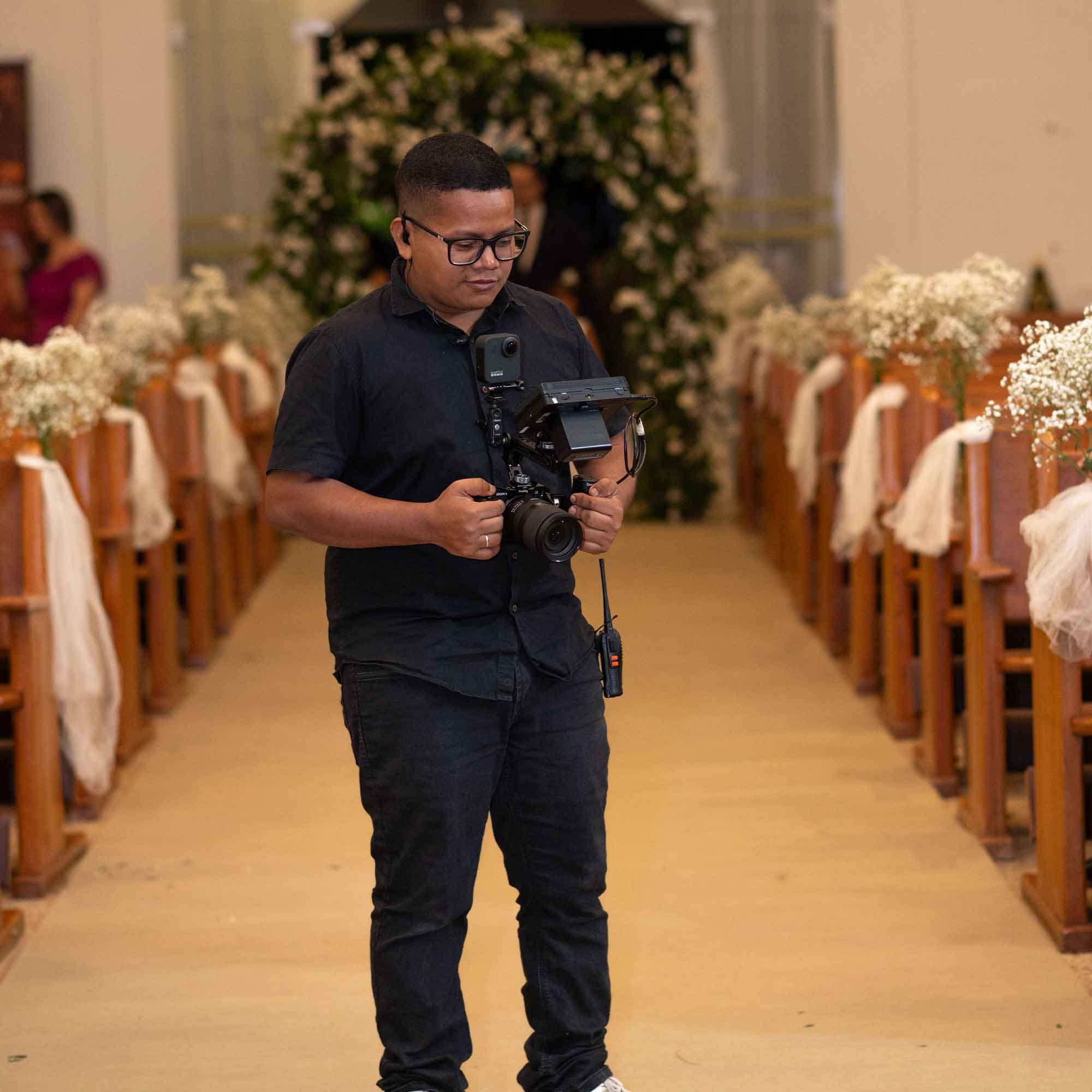 Equipe em captação de vídeo